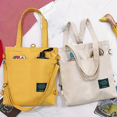 Canvas Tote Backpack Crossbody Bag for School