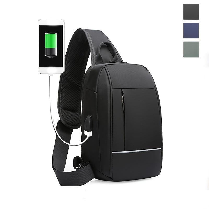 Men's Large Crossbody Bag with USB Charging Port