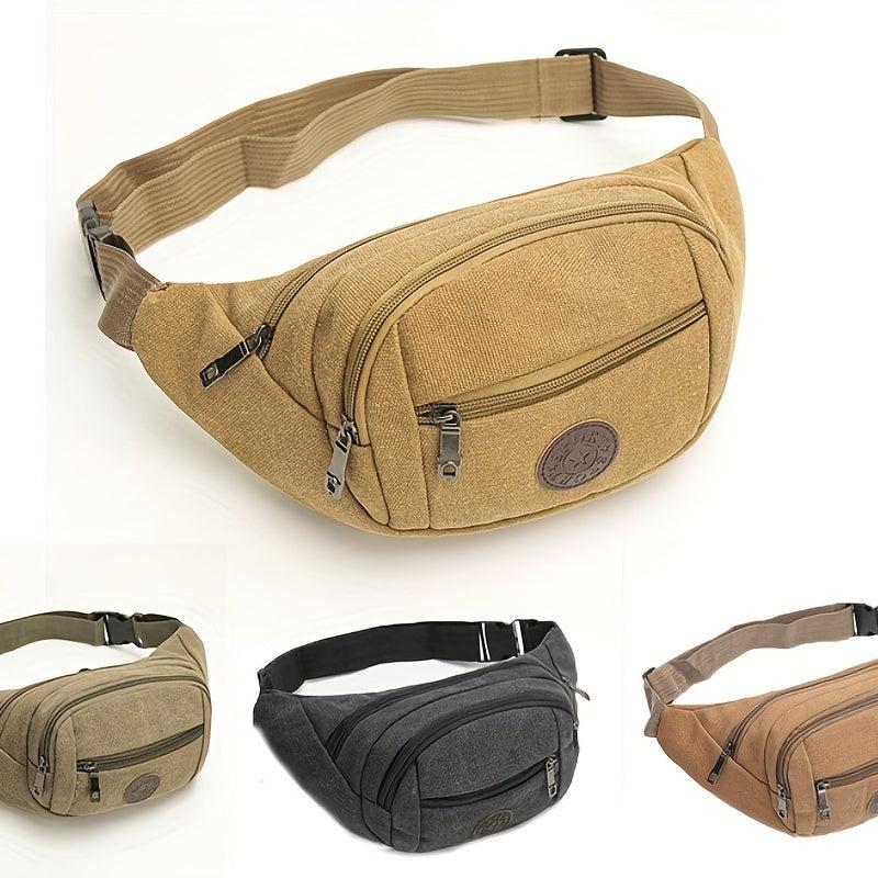 Men's Casual Canvas Waist Bag for Outdoor Hiking Travel