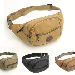 Men's Casual Canvas Waist Bag for Outdoor Hiking Travel