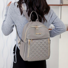 Quilted Embossed Backpack Purse Zipper Front Preppy School Bag