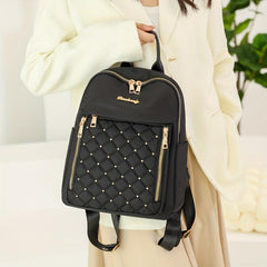 Quilted Embossed Backpack Purse Zipper Front Preppy School Bag
