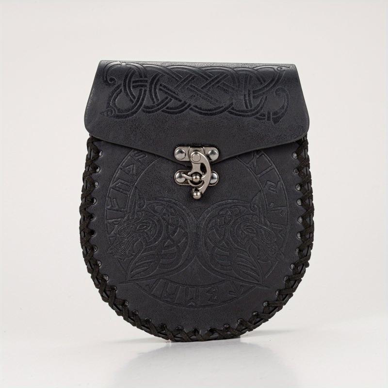 Symmetrical Double Dragon And Double Wolf Leather Handbag