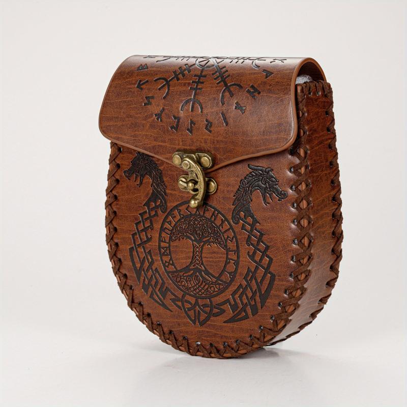 Symmetrical Double Dragon And Double Wolf Leather Handbag