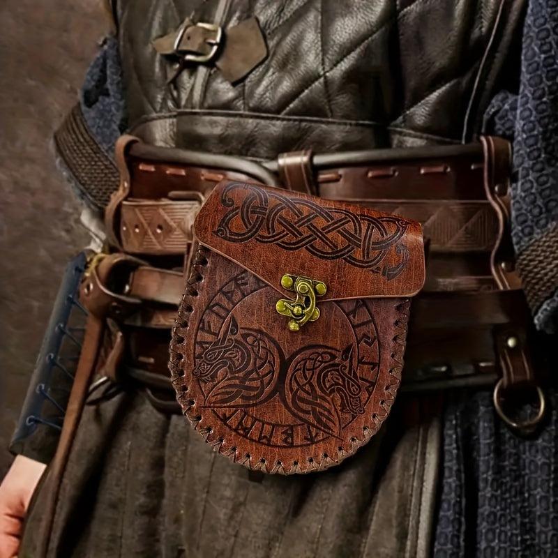 Symmetrical Double Dragon And Double Wolf Leather Handbag