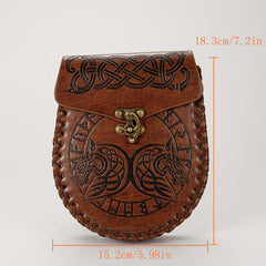 Symmetrical Double Dragon And Double Wolf Leather Handbag