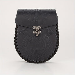 Symmetrical Double Dragon And Double Wolf Leather Handbag