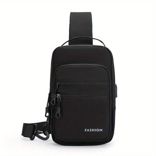 Men Crossbody Shoulder Bag USB Charging Safety Lock Travel Pack