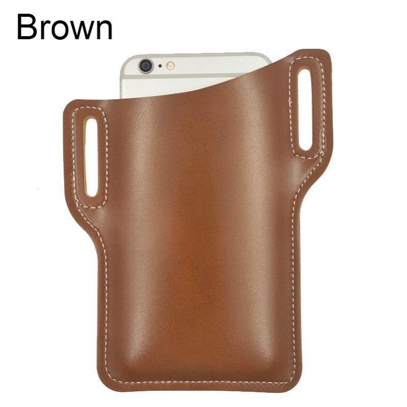 1pc Phone Waist Bag PU Leather Retro Protective Case
