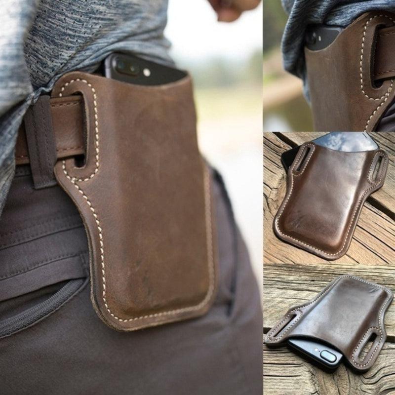 1pc Phone Waist Bag PU Leather Retro Protective Case