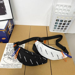 Letters Graphic Canvas Waist Bag