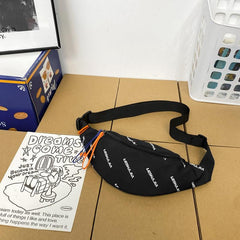 Letters Graphic Canvas Waist Bag