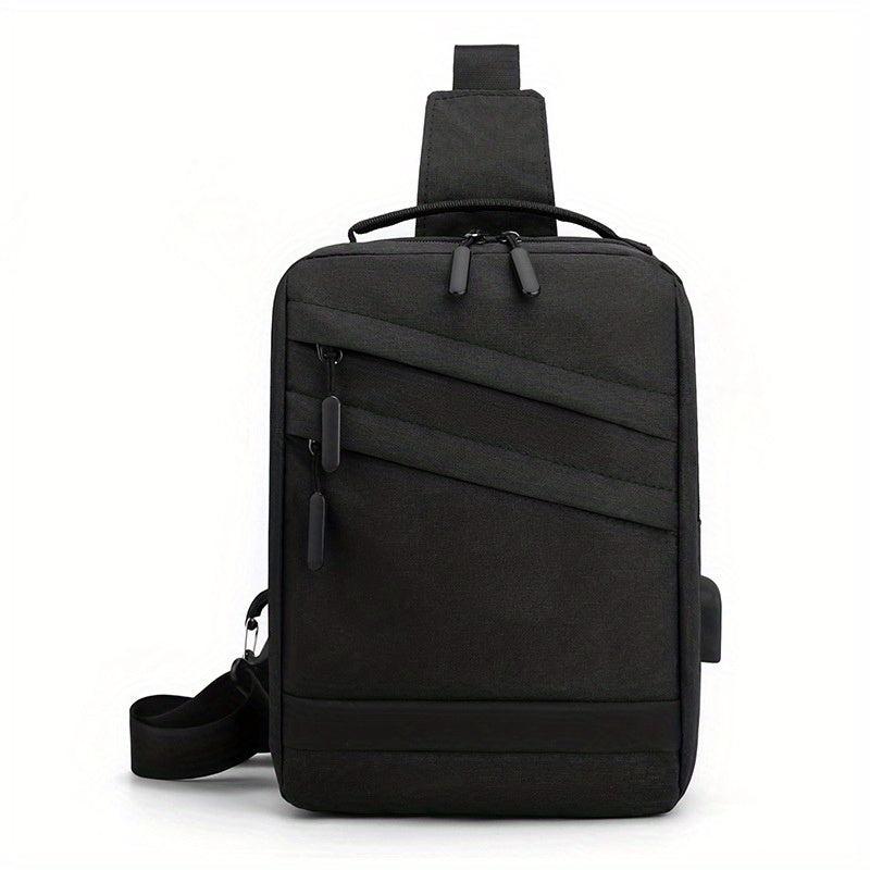 Men's Casual Chest Bag Outdoor Sports Chest Bag With USB Charging Port