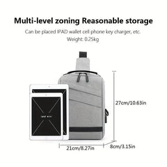 Men's Casual Chest Bag Outdoor Sports Chest Bag With USB Charging Port