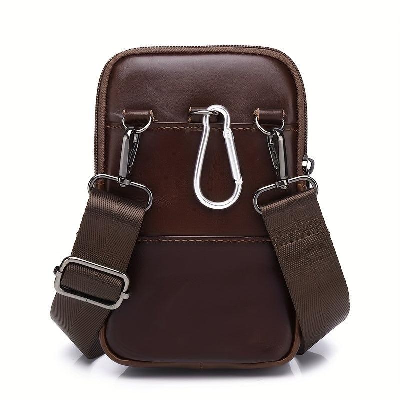 SCHLATUM Men's Leather Crossbody Waist Bag Dual use Bag Cell Phone Bag