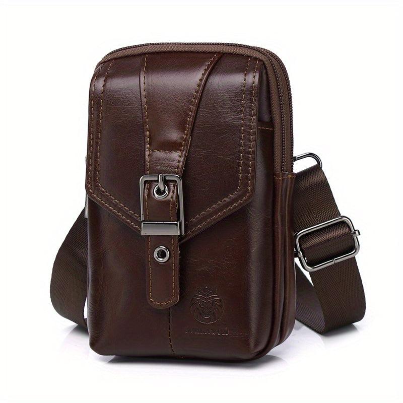 SCHLATUM Men's Leather Crossbody Waist Bag Dual use Bag Cell Phone Bag
