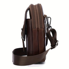 SCHLATUM Men's Leather Crossbody Waist Bag Dual use Bag Cell Phone Bag