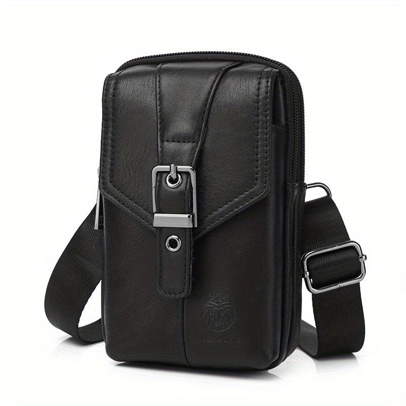 SCHLATUM Men's Leather Crossbody Waist Bag Dual use Bag Cell Phone Bag
