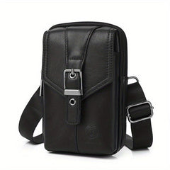 SCHLATUM Men's Leather Crossbody Waist Bag Dual use Bag Cell Phone Bag