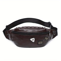 Skull Pattern Rivet Fanny Bag Crossbody Bag for Outdoor Activities