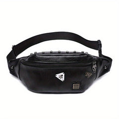 Skull Pattern Rivet Fanny Bag Crossbody Bag for Outdoor Activities