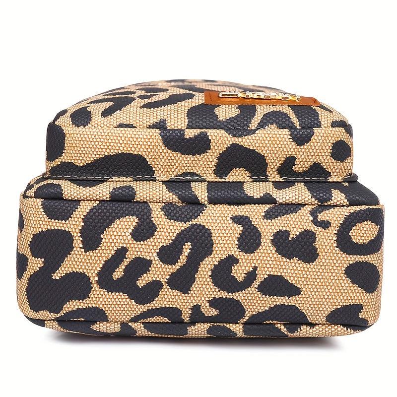 Leopard Print Crossbody Bag Soft PU Leather Large Capacity Casual Shoulder Bag