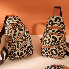 Leopard Print Crossbody Bag Soft PU Leather Large Capacity Casual Shoulder Bag