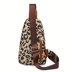 Leopard Print Crossbody Bag Soft PU Leather Large Capacity Casual Shoulder Bag