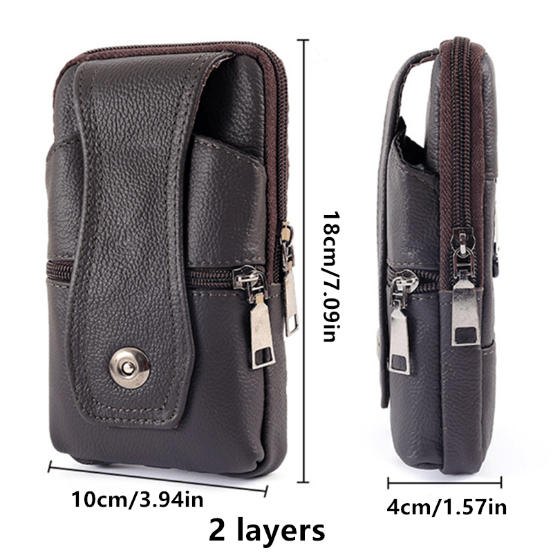 Men Leather Belt Bag Fanny Pack Multifunctional Mobile Phone Cover
