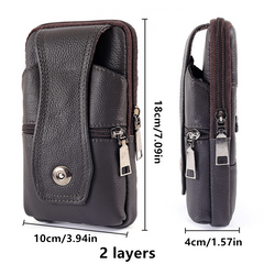Men Leather Belt Bag Fanny Pack Multifunctional Mobile Phone Cover