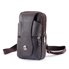 Men Leather Belt Bag Fanny Pack Multifunctional Mobile Phone Cover