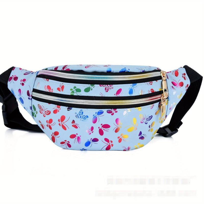 Colorful Print Waist Bag Double Zipper Chest Bag