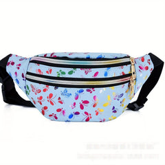 Colorful Print Waist Bag Double Zipper Chest Bag