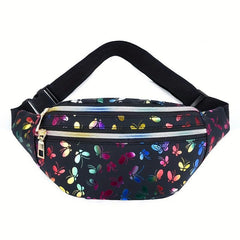 Colorful Print Waist Bag Double Zipper Chest Bag