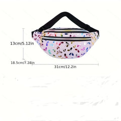 Colorful Print Waist Bag Double Zipper Chest Bag