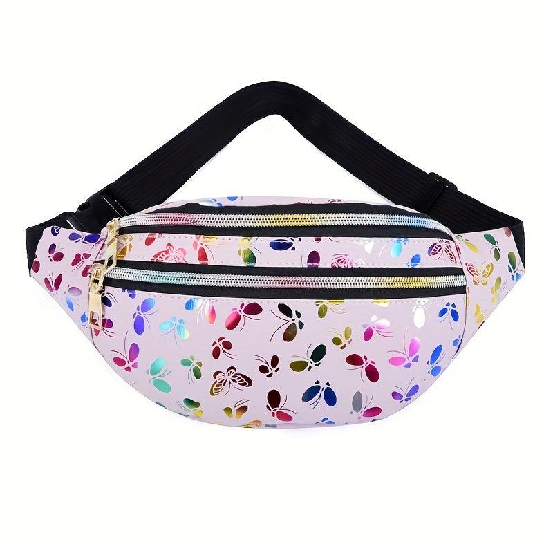 Colorful Print Waist Bag Double Zipper Chest Bag