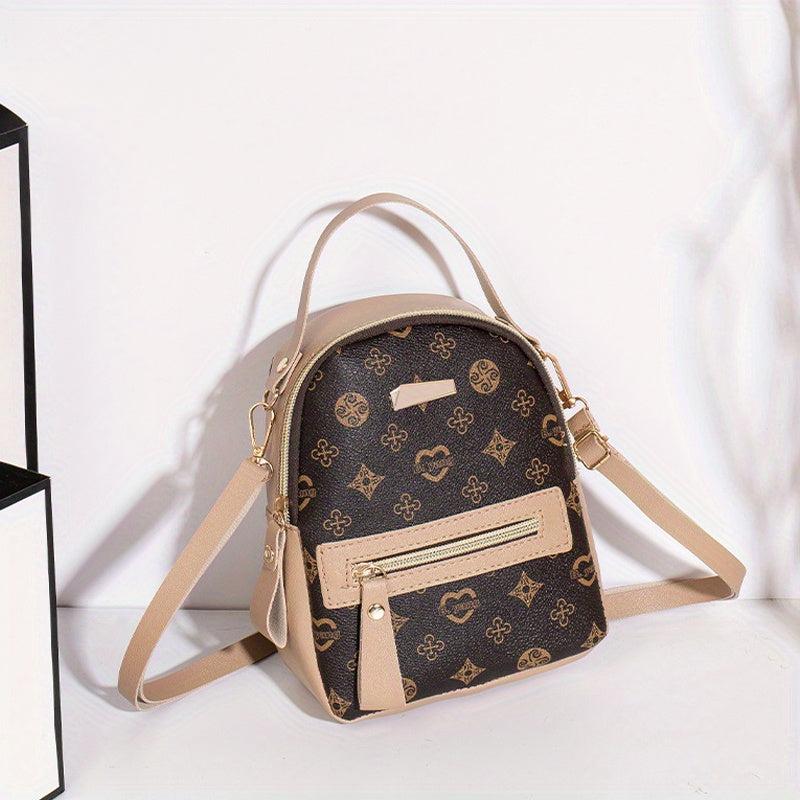 Mini Printed Backpack Purse Classic Style Schoolbag Women's Convertible Crossbod