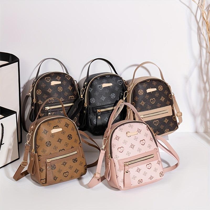 Mini Printed Backpack Purse Classic Style Schoolbag Women's Convertible Crossbod