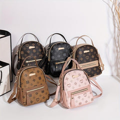 Mini Printed Backpack Purse Classic Style Schoolbag Women's Convertible Crossbod