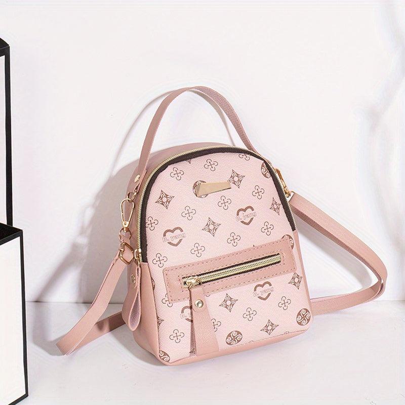 Mini Printed Backpack Purse Classic Style Schoolbag Women's Convertible Crossbod
