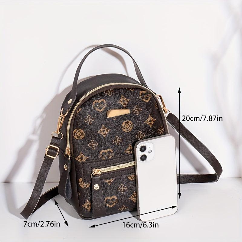 Mini Printed Backpack Purse Classic Style Schoolbag Women's Convertible Crossbod