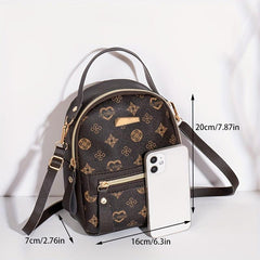 Mini Printed Backpack Purse Classic Style Schoolbag Women's Convertible Crossbod