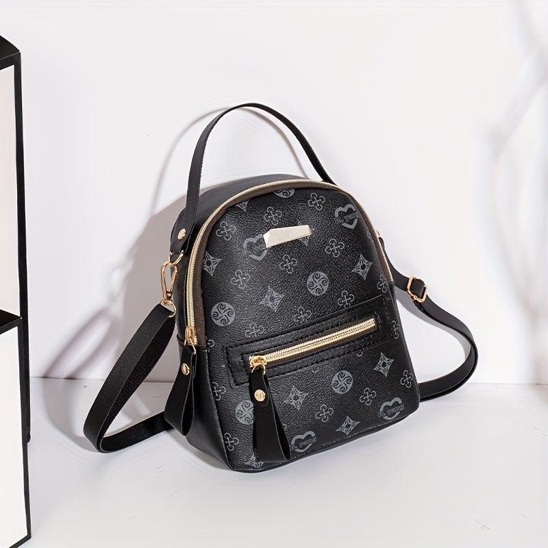 Mini Printed Backpack Purse Classic Style Schoolbag Women's Convertible Crossbod