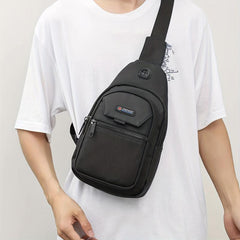 Men's Crossbody Bag Multifunctional Shoulder Bag With Earphone Hole