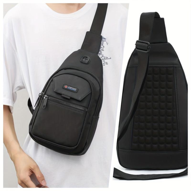 Men's Crossbody Bag Multifunctional Shoulder Bag With Earphone Hole