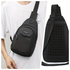 Men's Crossbody Bag Multifunctional Shoulder Bag With Earphone Hole