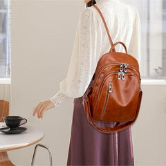 Vintage Faux Leather Backpack Shoulder Purse