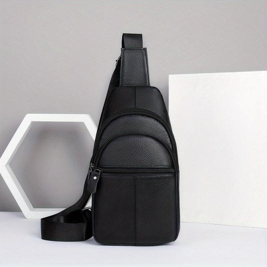 Men's High Leather Chest Bag for Mobile Phone