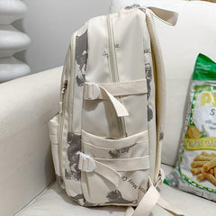 Bear Print Backpack Zipper School Rucksack