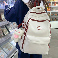 Bear Print Backpack Zipper School Rucksack